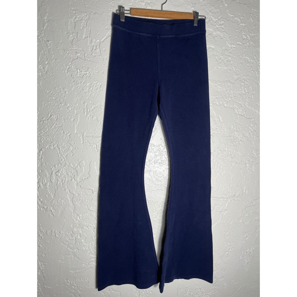 Offline by Aerie Womens Navy Blue Waffle Knit High Rise Flare Leggings Large
